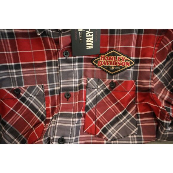 Harley-Davidson 96646-23VM Men's Sz M Red Plaid 120th Anniversary L/S Shirt - Picture 4 of 8